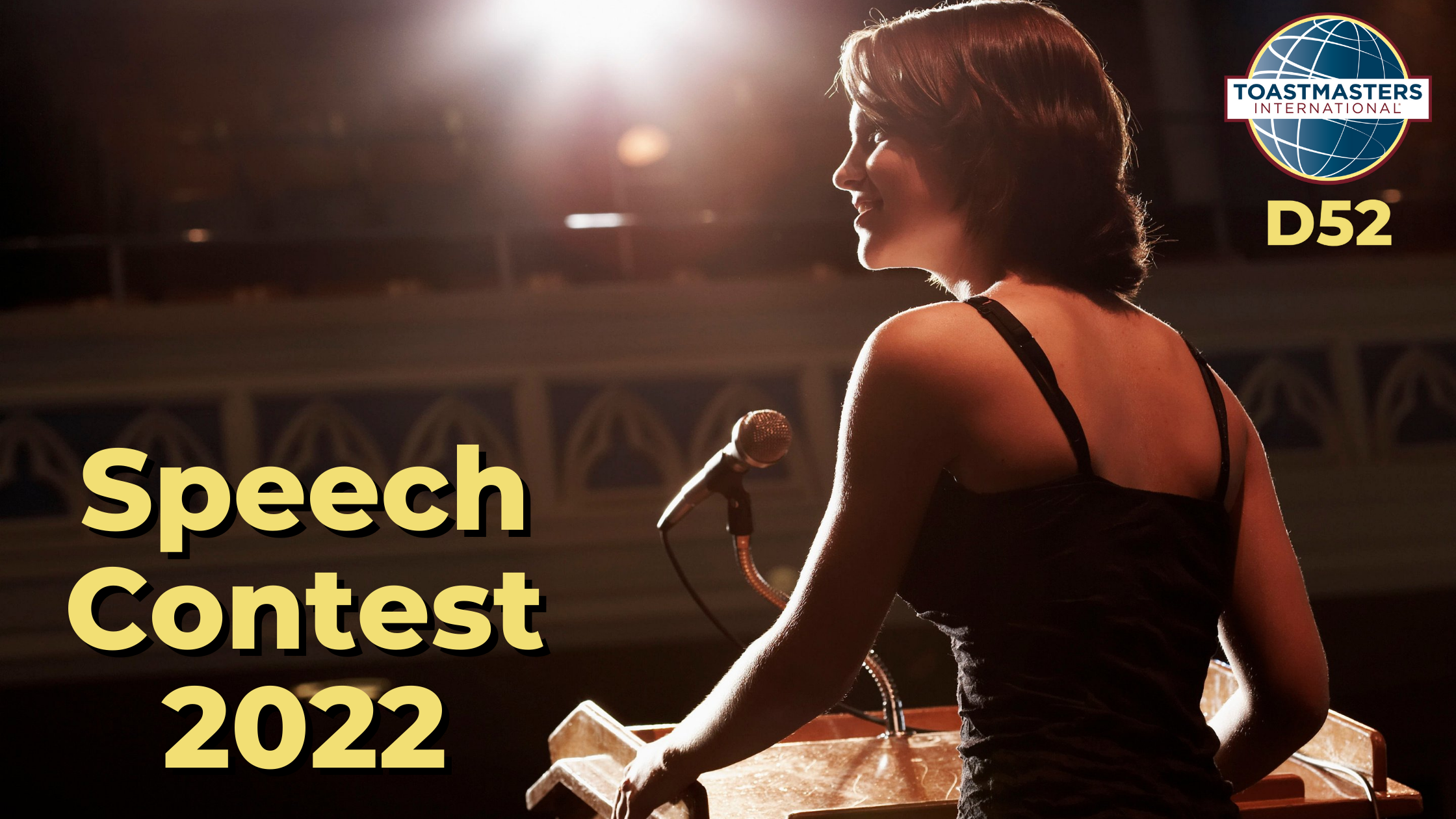 Woman giving a speech and Speech Contest 2022